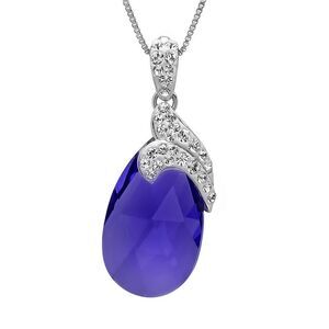 Sterling Silver Purple Tear Drop Pendant made with SWAROVSKI Crystals